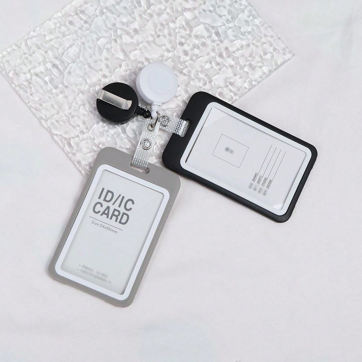 Retractable Mesh Pu Strap Badge Holder With Frosted Surface EasyPull