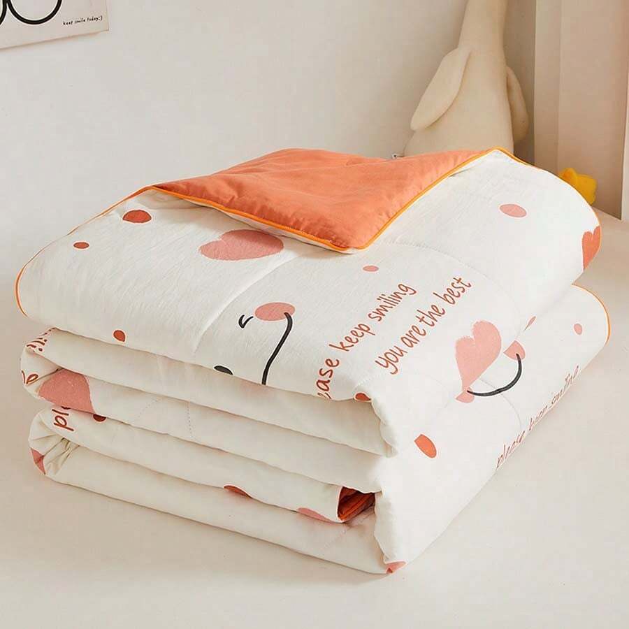 1pc Printed Summer Cool Comforter, Air Conditioner Quilt, Cartoon Fresh Style, Skin-Friendly And Breathable, Suitable For Office Nap, Machine Washable Quilting Blanket - Multicolor - View 1