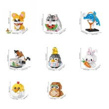 500 pièces/set Cute Animal Mini Blocs de construction ABS, Jouets de construction miniatures de chiens & chats DIY, Cadeau de décoration de maison créative pour anniversaire, fêtes, Saint-Valentin, Nouvel An chinois, Rentrée des classes