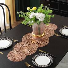 1pc Long Gold Printed Pvc Anti-Slip Table Runner, Restaurant Decoration, Home Hotel Heat Insulation Tablecloth, Multiple Colors Available - PVC Table Runner - View 3
