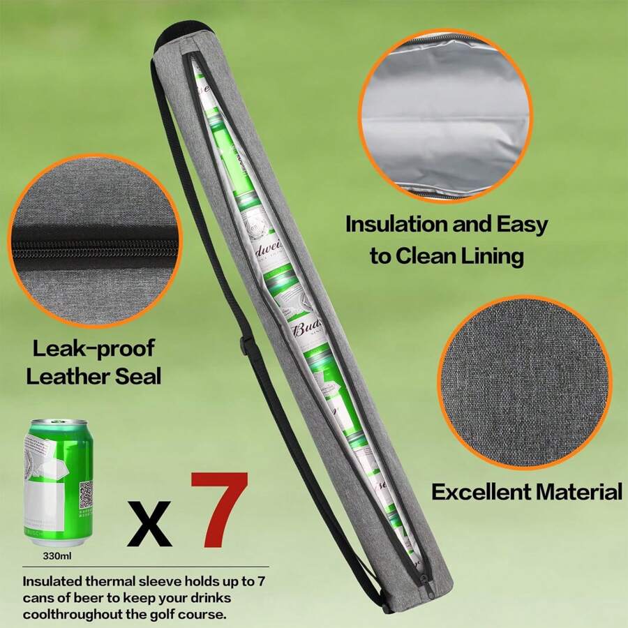 1pc Beer Sleeve For Golf Bag,7Can Insulated Cooler Sleeve, Beer Drink