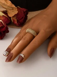 1入流行多彩豪華銅嵌鑲可調開放式戒指,情人節、情侶禮物、女性日常穿搭完美配飾 - 戒指 - 查看 5