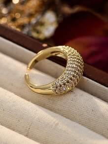 1入流行多彩豪華銅嵌鑲可調開放式戒指,情人節、情侶禮物、女性日常穿搭完美配飾 - 戒指 - 查看 7