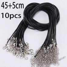 10 cái/Lot    1.5mm Kẹp tôm  Sáp Cord Dây chuyền dia Đen Hàn Quốc Sáp Dây thừng Ống xâu dây Đối với Làm đồ trang sức Chiều dài - màu đen - Xem 10