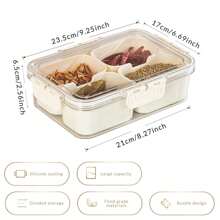 帶蓋和手柄的分格式盤子,8個方形分格零食水果盤,適用於聚會的蔬菜盤糖果點心盤食品儲存清晰收納盤