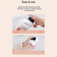 Smart Electric Nail Clipper Automatic Nail Trimmer Safe Rechargeable Fingernail Cutter With Nail File Low Noise For Kids Elderly Portable Manicure Tool - Black - View 6