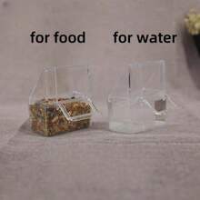 1 pezzo Accessorio trasparente per mangiatoia per uccelli, tazza appesa, per alimentazione e abbeveraggio, adatto per piccole gabbie per uccelli con porte a molla (2 tipologie casuali)