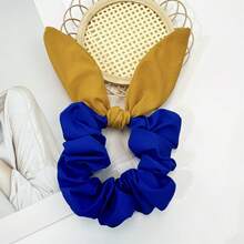 1入女士多色糖果色彩防水大捲兔耳蝴蝶結髮圈，適合日常使用可愛 - 彩色 - 查看 17