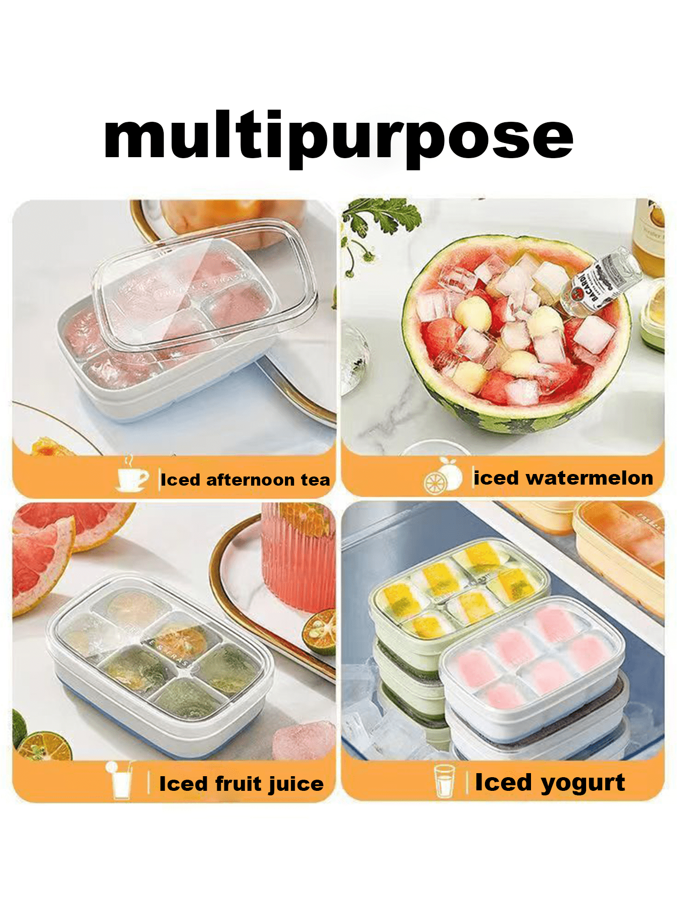 1pc Household Silicone Ice Cube Tray With Lid, Freezer Mold For Making Ice Cubes At Home And