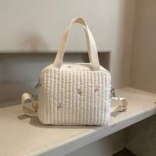 Cute Embroidery Bear Diaper Bag, Stylish Shoulder & Crossbody Bag For Girl Moms, Practical Maternal And Child Backpack - Beige - View 7