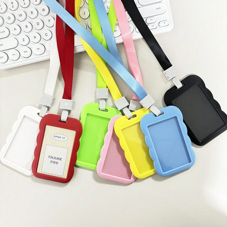 1 Conjunto De Soporte De Tarjeta Deslizante Abs, Organizador De Tarjetas Arcoíris Para Tarjetas/las De Identificación/cartas Postales/tarjetas De Autobús De 3 Pulgadas, Con Cordón Con Hebilla De Pp - Multicolor - Añade 1