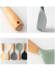 硅膠米匙撥立的米糊撇勺,耐熱米勺烹飪器具,適用於壽司米、馬鈴薯泥之用 (白色)