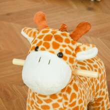 Cavallo a Dondolo per Bambini a Giraffa con Ruote e Suoni, Gioco Cavalcabile per Bambini 3-6 Anni in Peluche e Legno, 63x38x63cm, Giallo - Giallo - Visualizzare 9