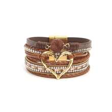 Pulsera envolvente estilo bohemio con dije en forma de corazón y cierre magnético, apta para uso diario - sin material de mosaico - regalo perfecto para Pascua, San Valentín, mamá, madre, Día de la Madre