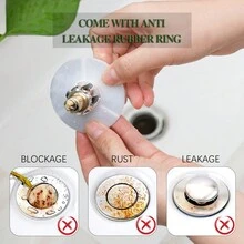 1 cái Của Thép không gỉ Bộ lọc bồn rửa Và Phích cắm Cái đó Là Dễ dàng để cài đặt , Với A Cửa sổ Bật lên Đối với Rút mũ Lỗ Đến Ngăn chặn Và Nhanh Rút mũ Không có Tràn ra , Bền chặt Và Mùi Chống lại , Làm Dễ dàng để cài đặt Và Sử dụng - Bạc - Xem 5