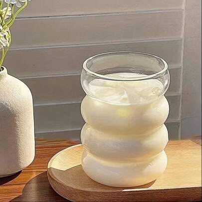 1-2-4 件/套 350ml 和 500ml 螺旋玻璃水杯，高硼硅玻璃杯，适用于冰咖啡、奶茶、果汁和饮料，毛毛虫马克杯，适用于抹茶、茶、牛奶、冷饮、果汁，适用于返校和冬季/夏季