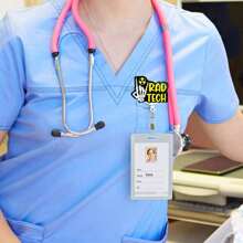 1 件放射科伸缩徽章卷轴，有趣的亚克力姓名徽章夹，带 ID 夹，适用于护士医生学生 - 黑與白 - 查看 3