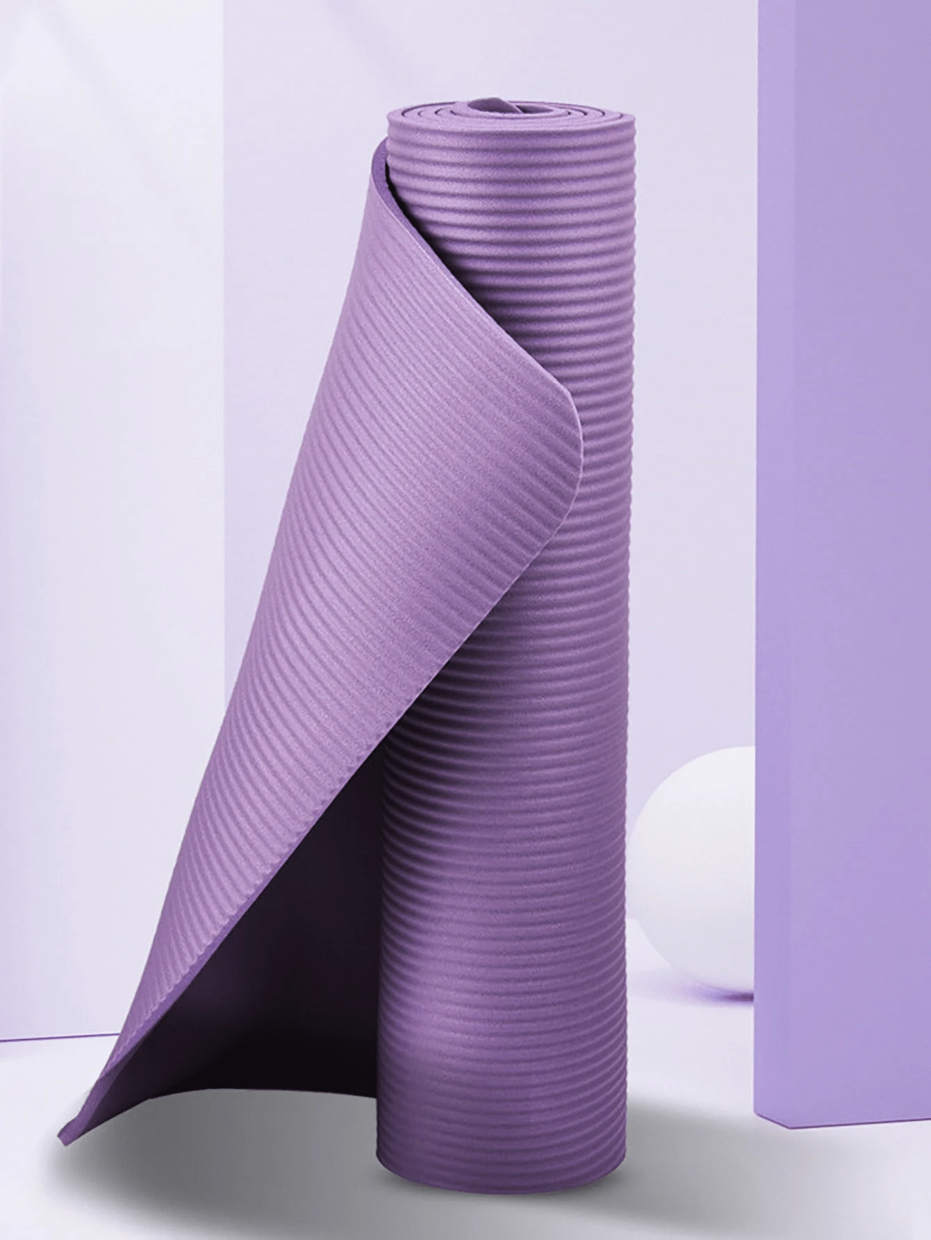 1 Pieza Esterilla De Yoga Para El Hogar De Color Sólido Nbr Antideslizante Y A Prueba De Humedad (las Rayas Horizontales Y Verticales Son Aleatorias) - Multicolor - Ver 1