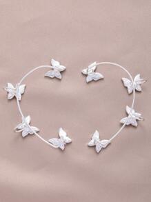 1對具有高雅感的時尚蝴蝶式耳環套,無需穿耳孔即可戴上,適用於女孩 - 銀色 - 查看 2