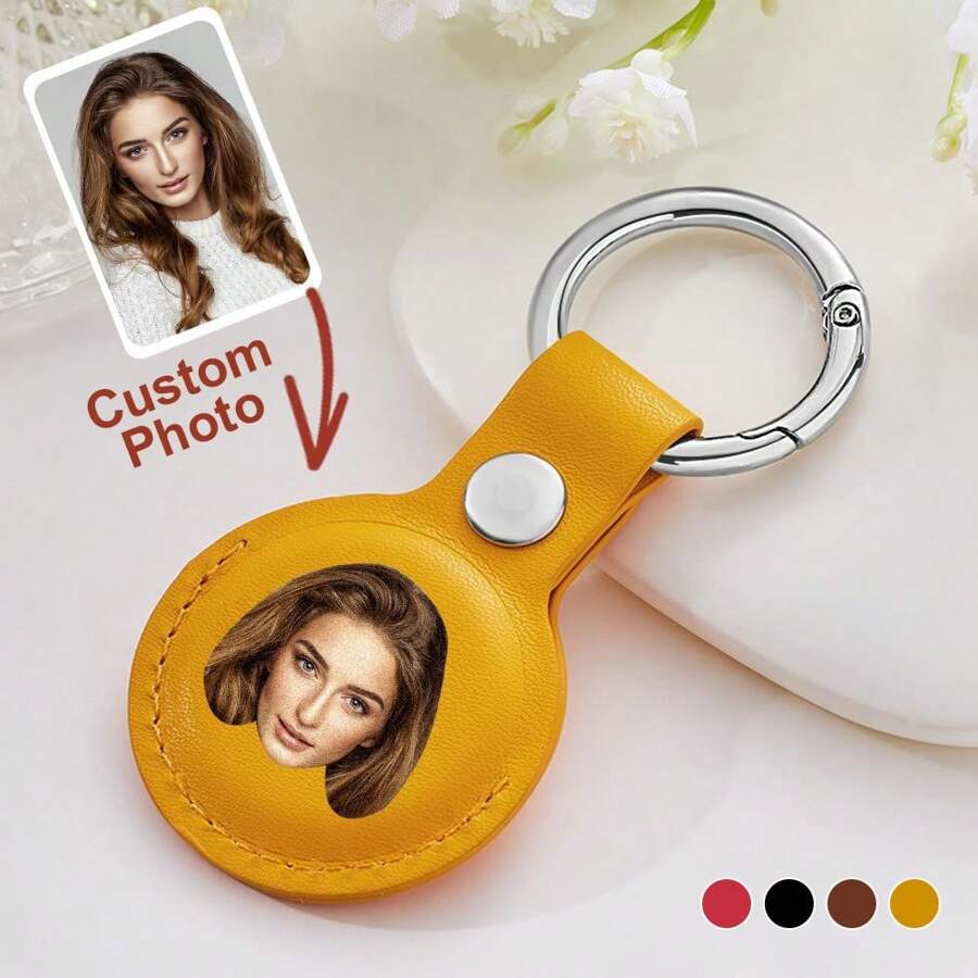 1 cái Giá đỡ thẻ khí bằng da tùy chỉnh với tên viết tắt tên ảnh của bạn Móc khóa tương thích với Apple Airtag với lớp bảo vệ bằng da Móc khóa giữ thẻ không khí an toàn với khóa vòng kim loại Vỏ bọc Airtag bền Phụ kiện vòng chìa khóa - Quà tặng màu vàng / đen / đỏ / nâu cho bạn trai bạn gái Món quà độc đáo cho cô ấy /Anh Vợ Chồng Lý Tưởng Cho Lễ Tình Nhân Sinh Nhật Kỷ Niệm Đám Cưới Giáng Sinh 8.8*4.2 cm - Chỉ đầu - Xem 1