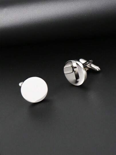 Fashionable and Popular Men Round Cufflinks Stainless Steel for Jewelry Gift and for a Stylish Look