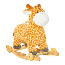 Cavallo a Dondolo per Bambini a Giraffa con Ruote e Suoni, Gioco Cavalcabile per Bambini 3-6 Anni in Peluche e Legno, 63x38x63cm, Giallo - Giallo - Visualizzare 3