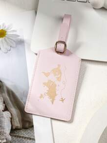 1pc PU Material Luggage Tag With Foil Map Design, Simple Solid Color Luggage Identification Tag, Travel Accessory - Multicolor - View 15
