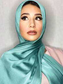 1pc Ladies' Natural Crinkled Solid Color Satin Headscarf Chemotherapy Cap Scarf