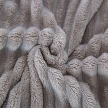 1pc Light Gray Wide Striped Flannel Throw Blanket (Polyester Fiber), Modern Solid Color Minimalist Style Suitable For Warm Travel And Home, Pet Blanket For Dogs And Cats