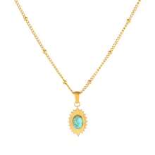 不鏽鋼天然石項鍊女款18k鍍金復古豪華綠松石吊墜頸圈項鍊珠寶禮物 - 項鍊 - 查看 16