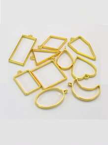30/51/60/80pcs Mixed Pack (10 Colors: Gold/White K/Antique Green/KC Gold/Electrophoretic Black) Geometric Hollow Pressed Floral Frame Pendant Resin Jewelry Making Necklace Pendant Border Mold