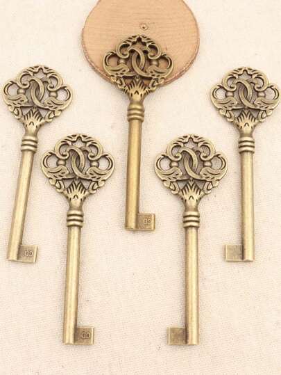 5入/pack 3.1*8.8cm古董合金大鑰匙造型吊墜,適用於項鍊/鑰匙扣手工珠寶製作