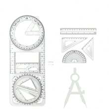 1pc Multifunctional Drawing Ruler Set For Primary And Junior High School Students - Includes Rotating Geometric Ruler, Universal Ruler, Protractor, Math Set,Rulers - Elementary School Version - View 7