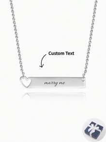 定制名字項鍊-情侶、母親節、父親節、家庭、朋友、生日禮物、diy - 銀色 - 查看 1