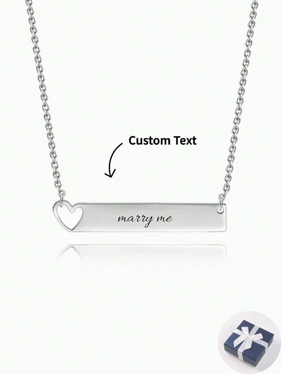 定制名字項鍊-情侶、母親節、父親節、家庭、朋友、生日禮物、diy - 銀色 - 查看 1