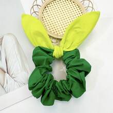 1入女士多色糖果色彩防水大捲兔耳蝴蝶結髮圈，適合日常使用可愛 - 彩色 - 查看 19