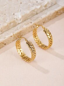 1pair Popular Tassel C Shaped Stainless Steel Earrings Suitable For Ladies' Party Wear