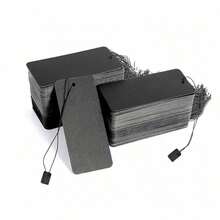 100 Pack Black Tags With String Large Price Tags With Elastic Strings Attached Blank Gift Tags Marking Hang Tags For Clothes And Crafts Display - Black - View 7