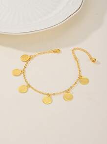 1 件时尚、简约、优雅可调节硬币装饰沙滩脚链，适合女士 - 錢幣 - 查看 5