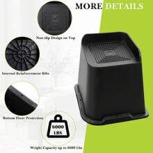 JOYINLED Juego De 4 Elevadores De Cama De 6 Pulgadas De Alta Resistencia, Elevadores De Muebles De Gran Tamaño, Soporte De Hasta 6000 Libras, Elevación De 6 Pulgadas Para Sofá, Mesa, Silla Y Cama (paquete De 4, Negro, 6 Pulgadas) - Negro - Ver 4