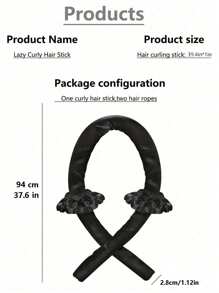 加长免加热卷发棒，适用于打造小巧浓密的波浪卷发，自然蓬松卷发造型，返校季、旅行度假必备，女士美发配件，卷发棒，卷发梳，卷发器，卷发产品，卷发器，卷发卷发器，卷发工具，卷发器，卷发器，卷发器，无需加热即可打造卷发造型 - 黑色 - 查看 5