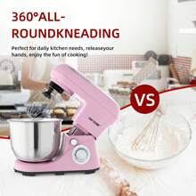 CHEFTRONIC Uk Stecker 1 Stück Standmixer, 5l Kippbarer Elektrischer Haushaltsstandmixer - 1300w 6+p Geschwindigkeit, Multifunktionaler Küchen Aufstandsmixer Mit Teighaken, Schneebesen, Lebensmittelrührer Und Butterrührer