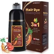 Meidu 16.9 液量盎司/500 毫升男女通用栗色染发洗发水，遮盖白发，即时染发洗发水，持久三合一染发剂，半永久性染发剂，栗色洗发水 - 紫紅色 - 查看 3