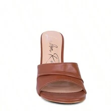 3rd Divorce Wide Strap Casual High Heels - Rust Brown - View 6