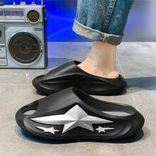 夏季男女款拖鞋,厚底運動海灘涼鞋,具有防滑耐磨設計 - 黑色 - 查看 4