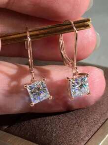 1 đôi Thanh lịch Khối Zirconia  Thả hoa tai Đối với phụ nữ Cho đám cưới Ngày kỷ niệm Lễ đính hôn Đồ trang sức Ngày lễ tình nhân Qủa tặng - Hoa hồng vàng - Xem 11