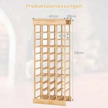 Wine Rack, Bottle Rack, Wine Cabinet Natural, Wine Rack, Wooden Rack, Bottle Rack For 40 Bottles, Wooden Wine Storage, 47 X 28 X113cm - Khaki - View 3