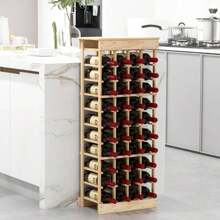 Wine Rack, Bottle Rack, Wine Cabinet Natural, Wine Rack, Wooden Rack, Bottle Rack For 40 Bottles, Wooden Wine Storage, 47 X 28 X113cm - Khaki - View 1