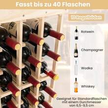 Wine Rack, Bottle Rack, Wine Cabinet Natural, Wine Rack, Wooden Rack, Bottle Rack For 40 Bottles, Wooden Wine Storage, 47 X 28 X113cm - Khaki - View 4