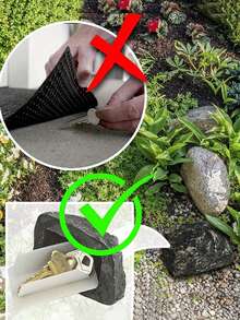 1 cái Ẩn giấu Spare Chìa khóa Fake Rock , Màu xám Ngụy trang đá Chuyển nhượng An toàn , Thích hợp Đối với Ngoài trời Sân vườn Hoặc Sân trong An ninh Chìa khóa - màu đen - Xem 5